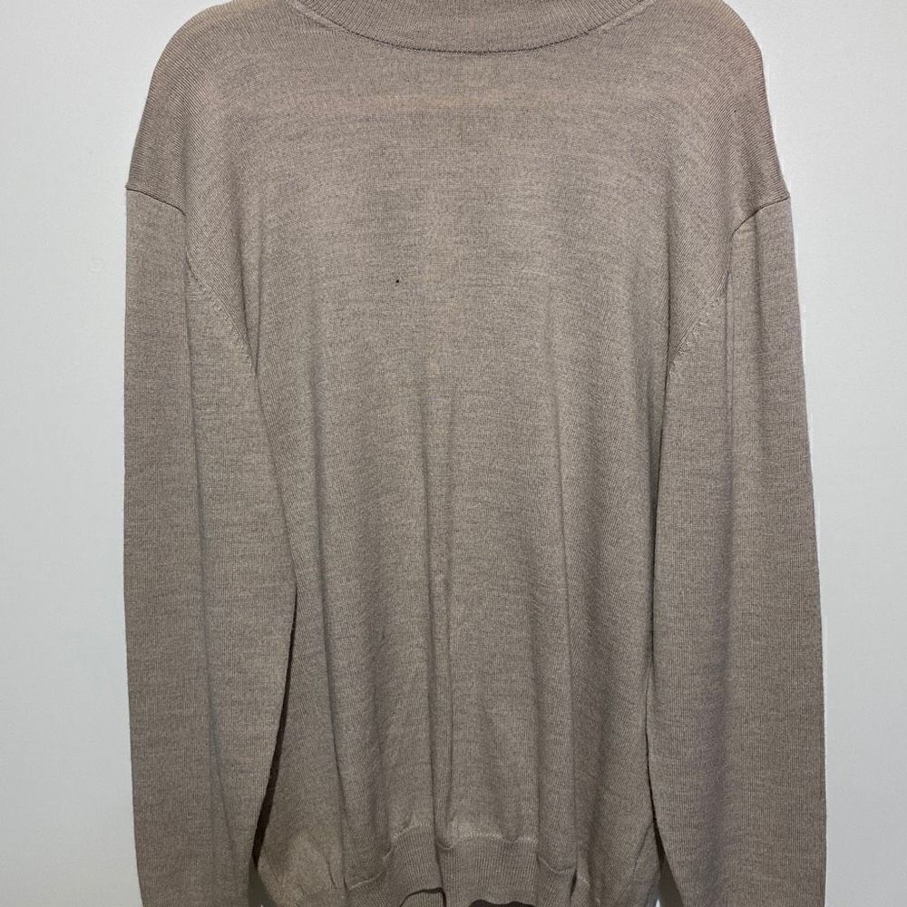 Pronto Uomo Extra Fine Merino Wool Mock Neck Sweater XL‎ Taupe Beige Mens Knit